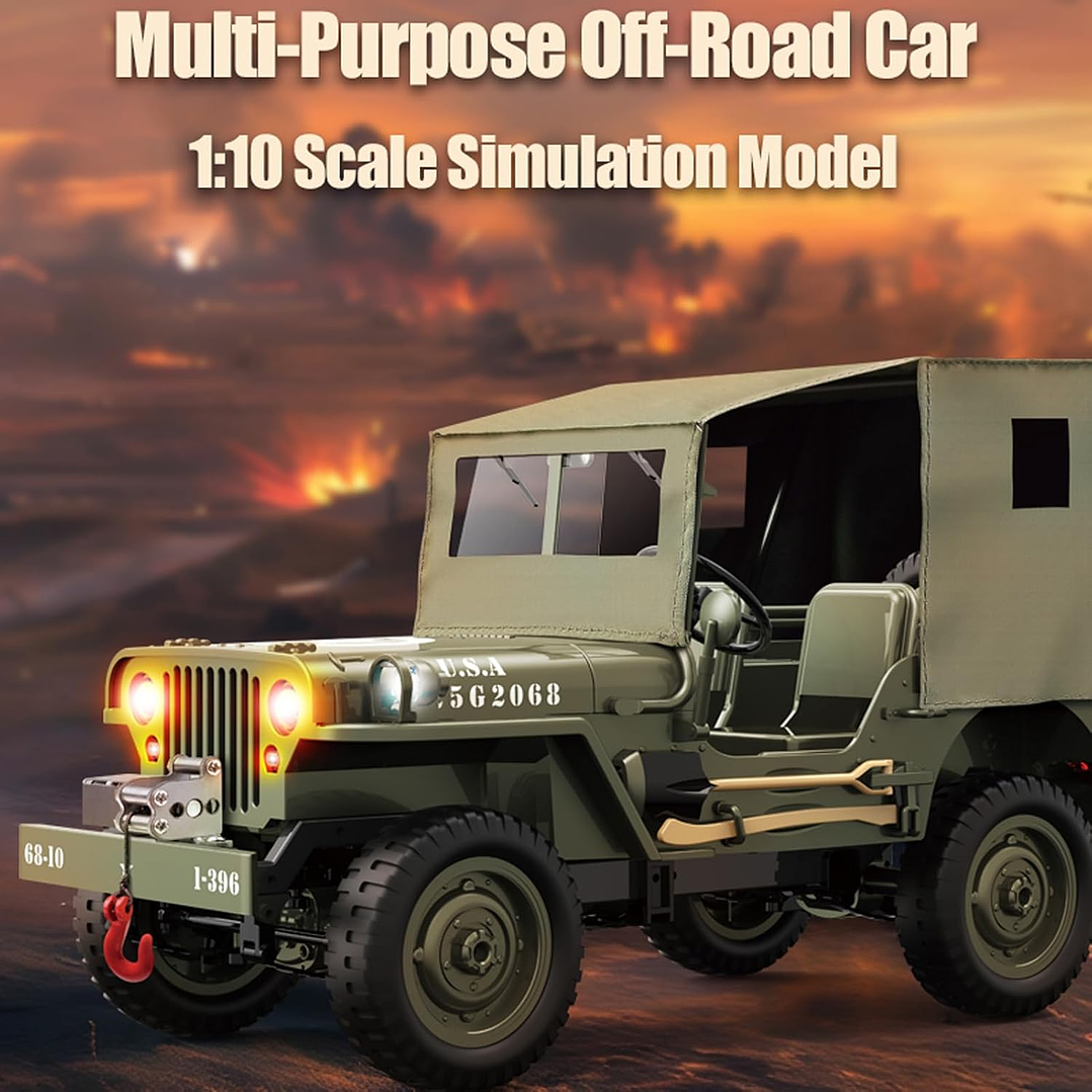 Vehículo  Crawlers a control remoto, escala 1:10 D888 Willys Military Jeep, 7