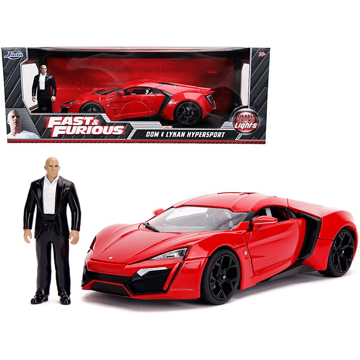 Carro Colección Lykan Hypersport con luces & y figura Toreto, Fast & Furious  1/18  1