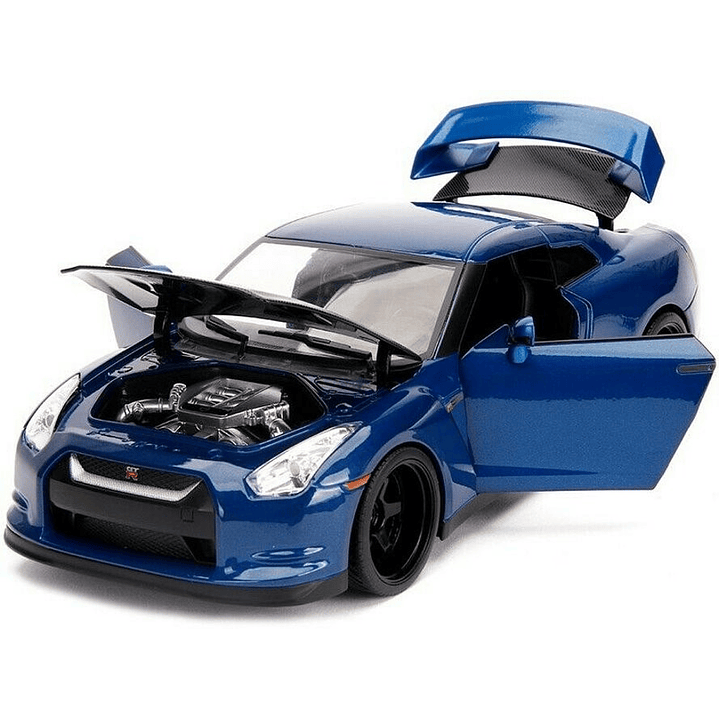 Carro Colección   Nissan GTR 2009 de Brian con figura de Brian y luces de trabajo, Rápido y Furioso - Jada Toys 31142 - Modelo de coche de juguete a escala 1/18 2