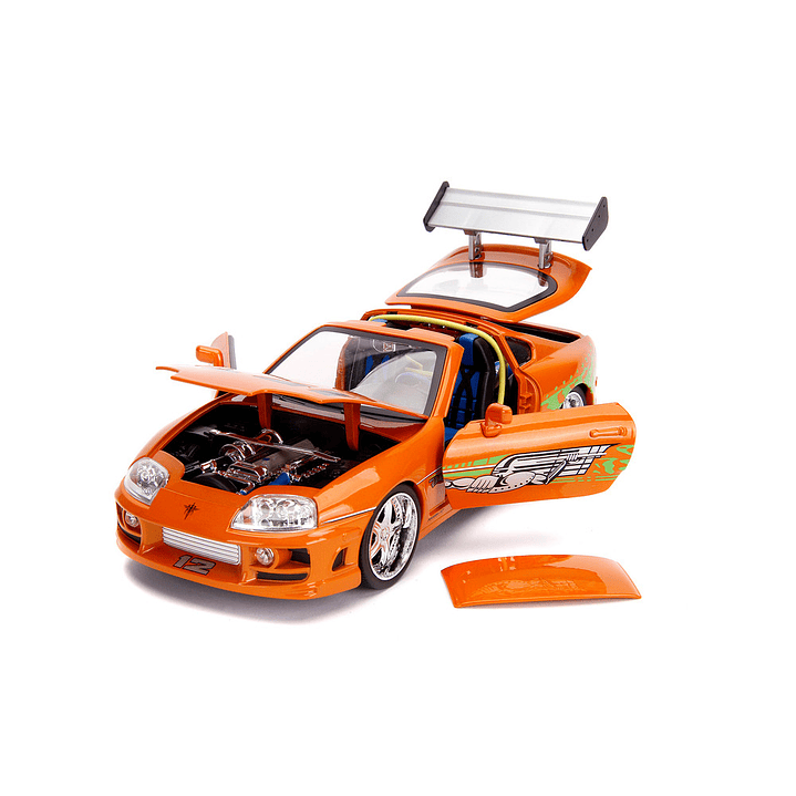 Carro Colección   1995 Toyota Supra w/Lights & Brian Figurine , Fast & Furious - Jada Toys 31139 - 1/18 Diecast Car 6