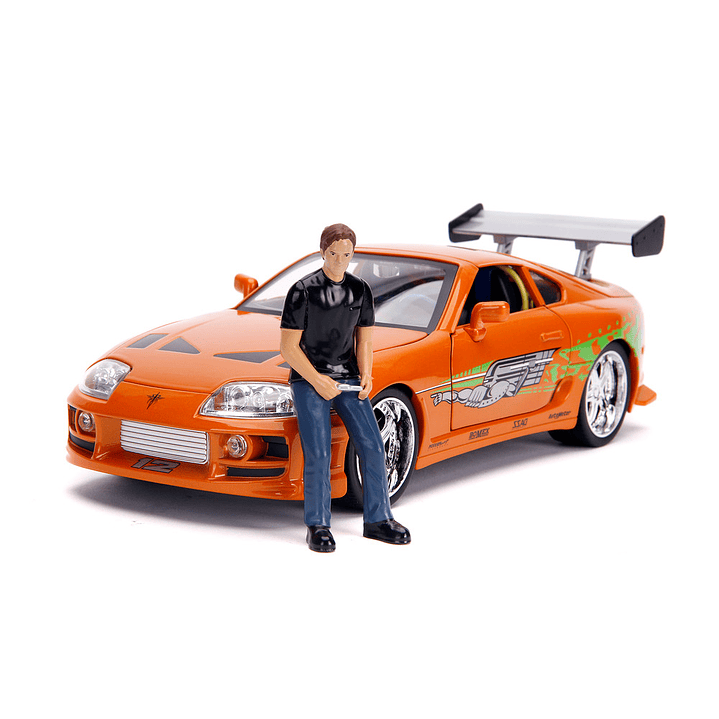 Carro Colección   1995 Toyota Supra w/Lights & Brian Figurine , Fast & Furious - Jada Toys 31139 - 1/18 Diecast Car 12