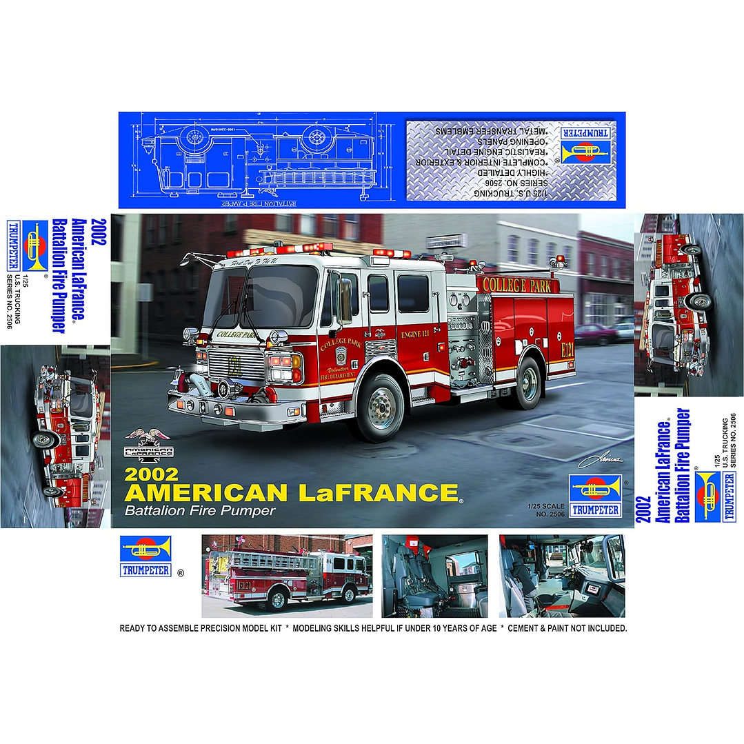 Vehículo para Armar Camion de bomberos American LaFrance Eagle 1/25 2