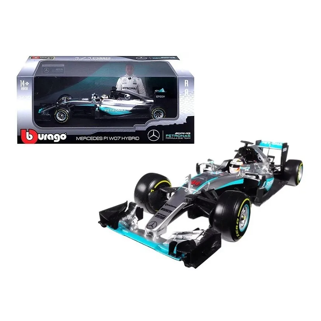 Carro Colección Mercedes F1 W07 Hybrid Lewis Hamilton Escala 1:18 Bburago 1