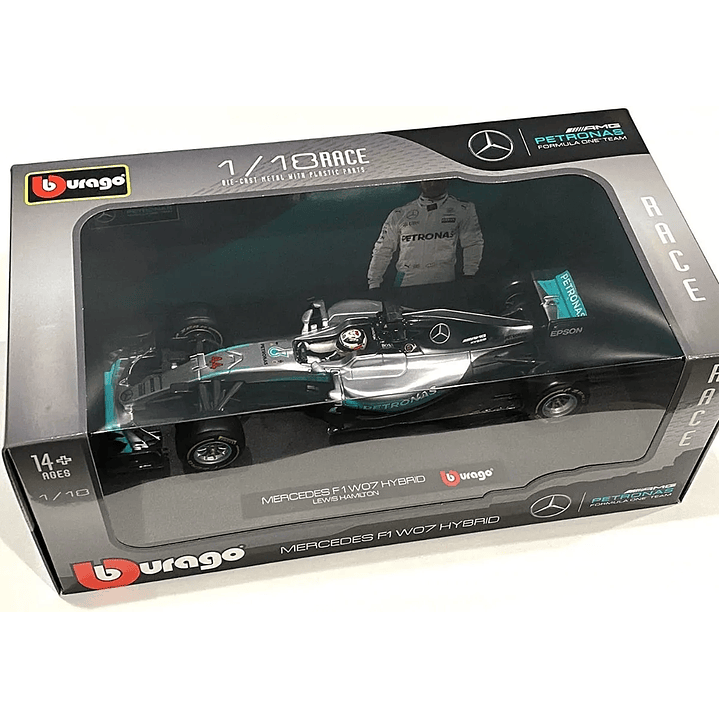 Carro Colección Mercedes F1 W07 Hybrid Lewis Hamilton Escala 1:18 Bburago 5