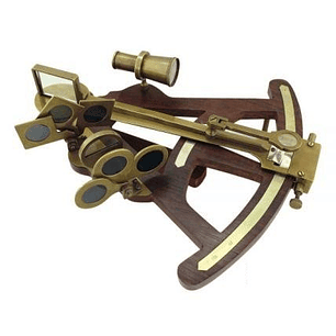  Sextante De Madera Y Bronce 28Cm
