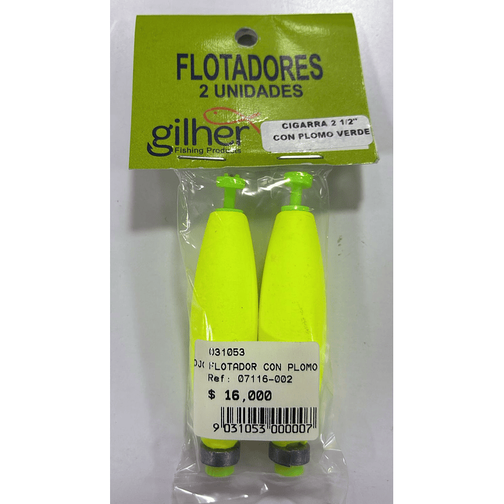  Flotador Con Plomo Verde 21/2 1