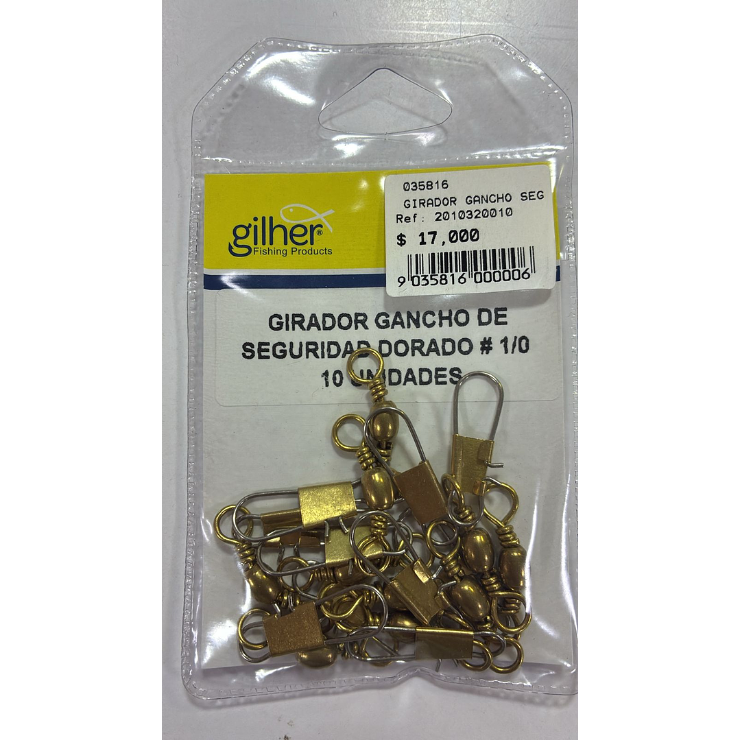  Girador Gancho Seg Dorado 1/0 Px10 1