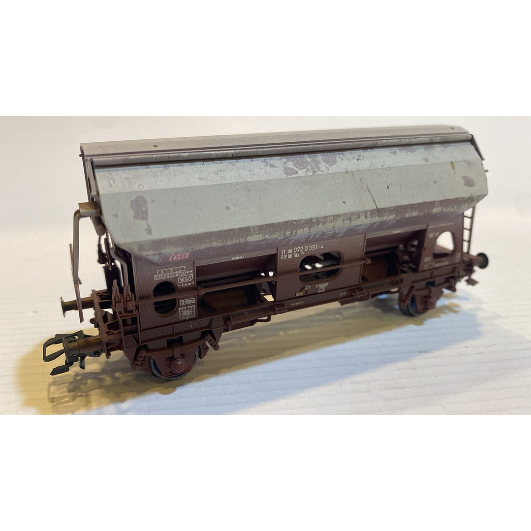 Tren Eléctrico No Nuevo vagon minero con techo abatible H0 1/87 1