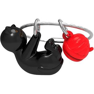 Llavero Llavero Gato Ne Con Estambre Ro