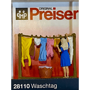 Tren Eléctrico No Nuevo dia de lavado - mujer y ropa 1/87 H0