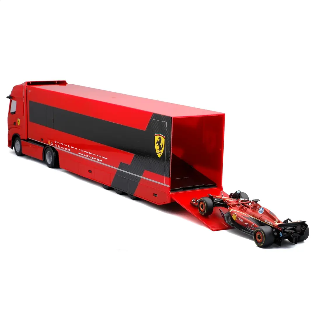  Bburago - Iveco S-Way 570 Racing con Ferrari SF-24#16 Leclerc,  Kit de diecast Escala 1:43, Furgoneta con Coche F1, Licencia Ferrari e Iveco 2