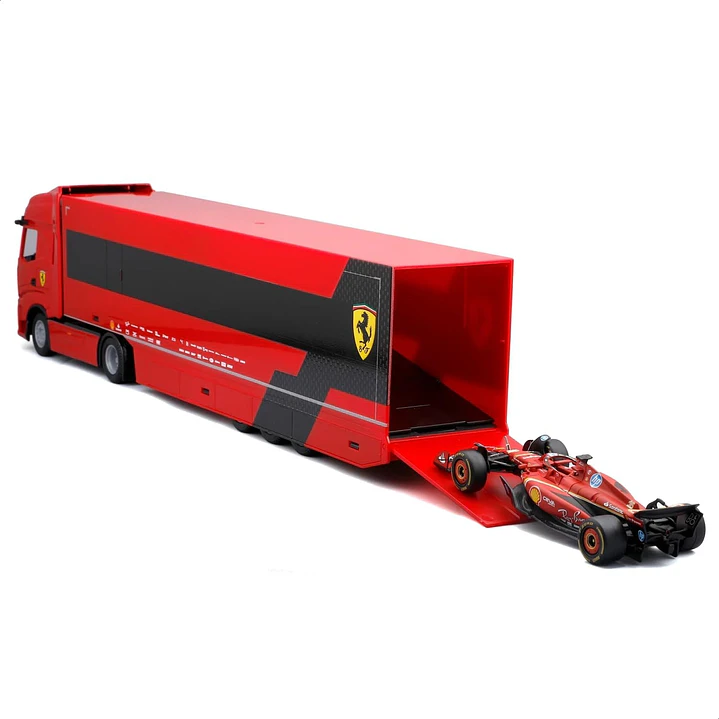  Bburago - Iveco S-Way 570 Racing con Ferrari SF-24#16 Leclerc,  Kit de diecast Escala 1:43, Furgoneta con Coche F1, Licencia Ferrari e Iveco 2