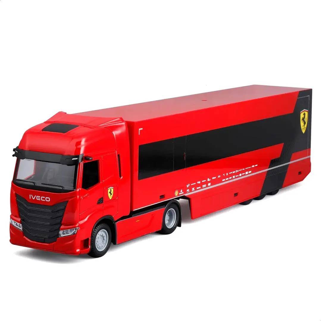  Bburago - Iveco S-Way 570 Racing con Ferrari SF-24#16 Leclerc,  Kit de diecast Escala 1:43, Furgoneta con Coche F1, Licencia Ferrari e Iveco 3