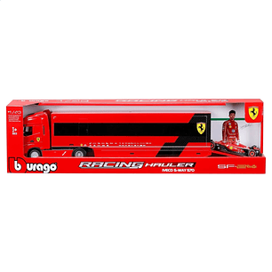  Bburago - Iveco S-Way 570 Racing con Ferrari SF-24#16 Leclerc,  Kit de diecast Escala 1:43, Furgoneta con Coche F1, Licencia Ferrari e Iveco