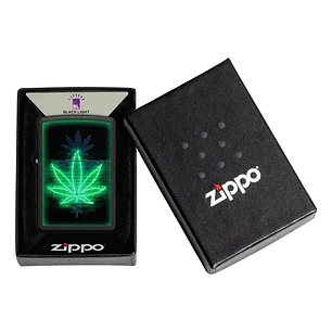  Enc Zippo Cannabis Neon Negro Mate