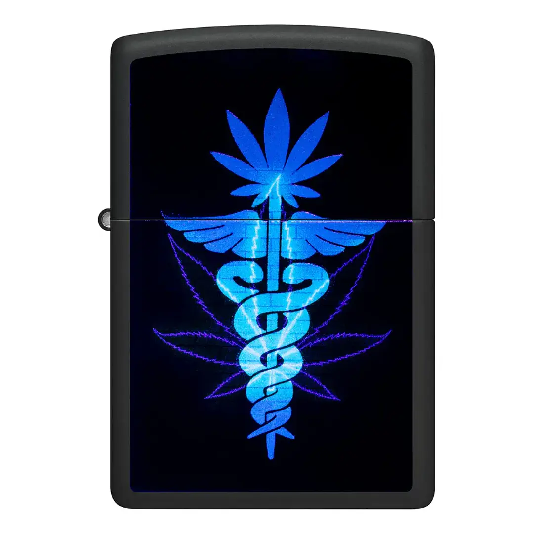  Enc Zippo Cannabis Neon Negro Mate 4