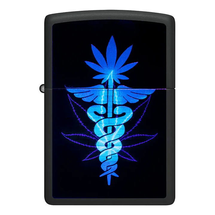  Enc Zippo Cannabis Neon Negro Mate 4