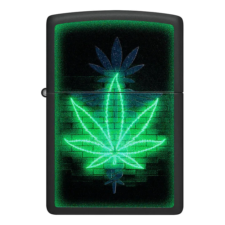  Enc Zippo Cannabis Neon Negro Mate 3