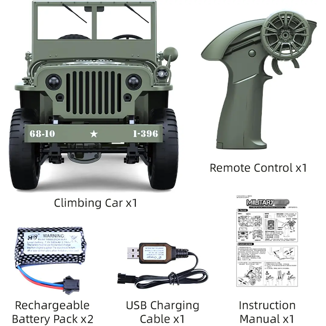 Vehículo Control Remoto Rc Jeep Willys 4Wd 1/10 4