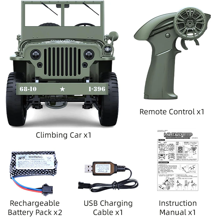 Vehículo Control Remoto Rc Jeep Willys 4Wd 1/10 4