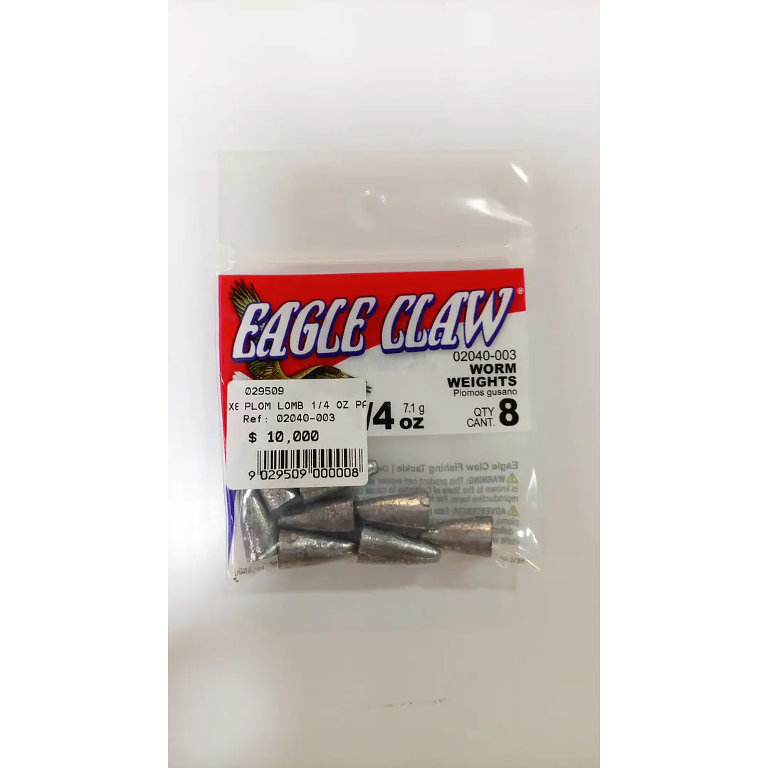  Plomo gusanos   1/4 Oz Paquete x 8 1