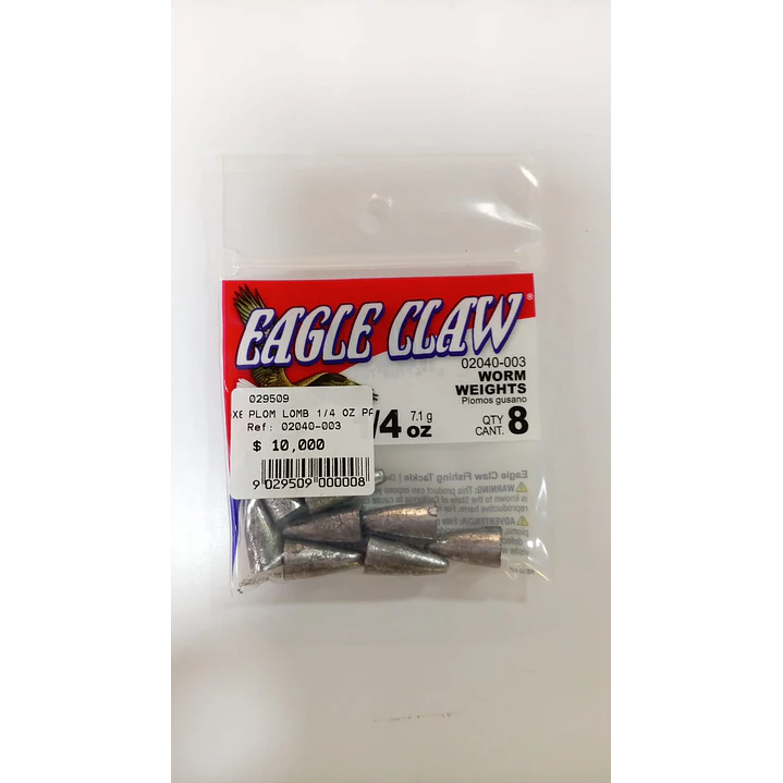  Plomo gusanos   1/4 Oz Paquete x 8 1