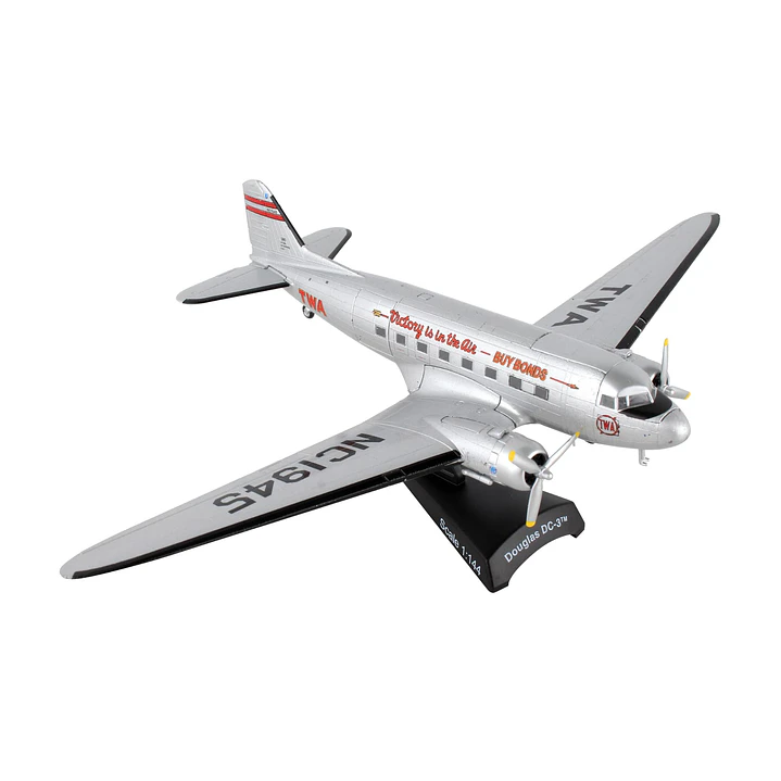 Avión Colección  Postage Stamp series TWA Douglas DC-3 1/144 1