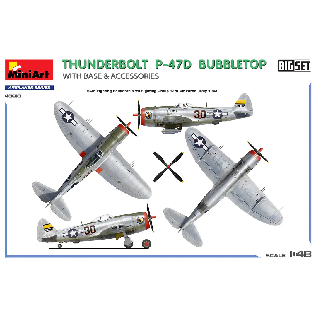 Para armar  THUNDERBOLT P-47D BUBBLETOP WITH BASE & ACCESSORIES. BIG SET 1/48 3