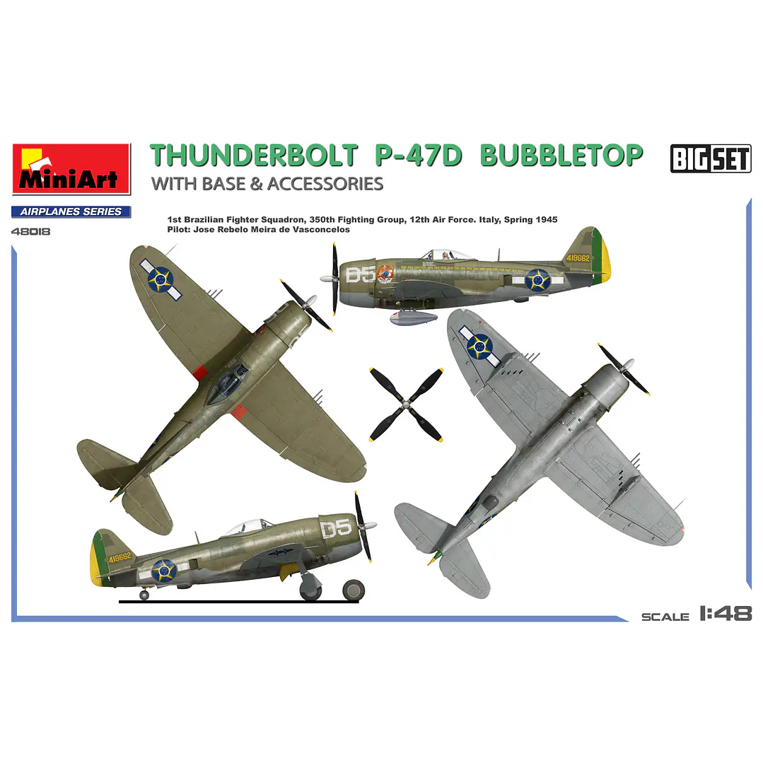 Para armar  THUNDERBOLT P-47D BUBBLETOP WITH BASE & ACCESSORIES. BIG SET 1/48 2