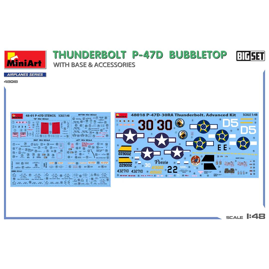 Para armar  THUNDERBOLT P-47D BUBBLETOP WITH BASE & ACCESSORIES. BIG SET 1/48 4