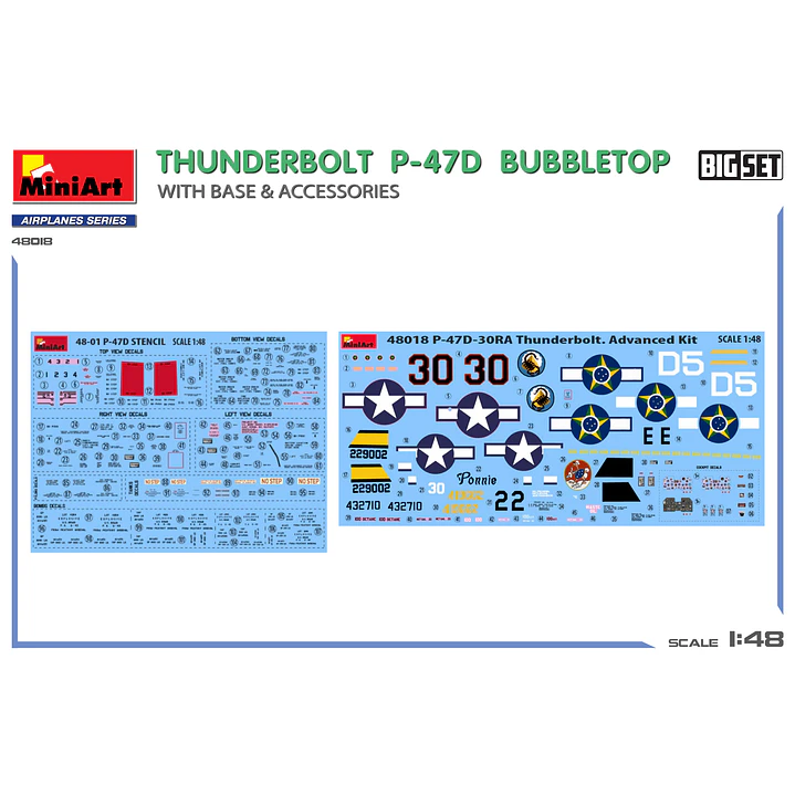 Para armar  THUNDERBOLT P-47D BUBBLETOP WITH BASE & ACCESSORIES. BIG SET 1/48 4