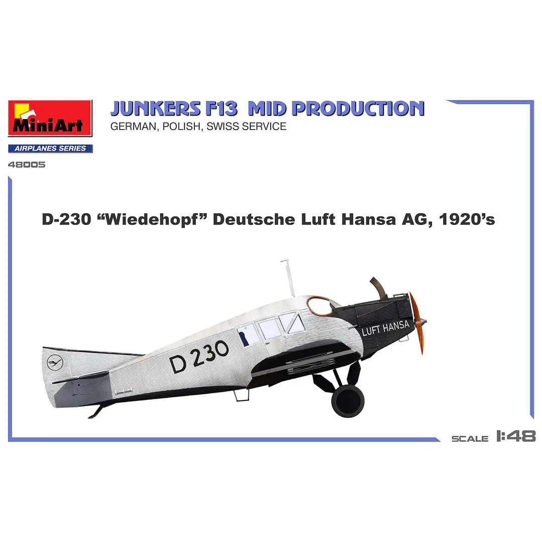 Para armar Junkers F13 Mid Prod German Pol1/48 9