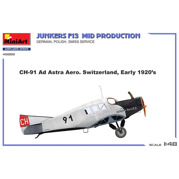 Para armar Junkers F13 Mid Prod German Pol1/48 10