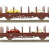 Set de 2 Vagones plataforma con autos Fiat 1/87 H0