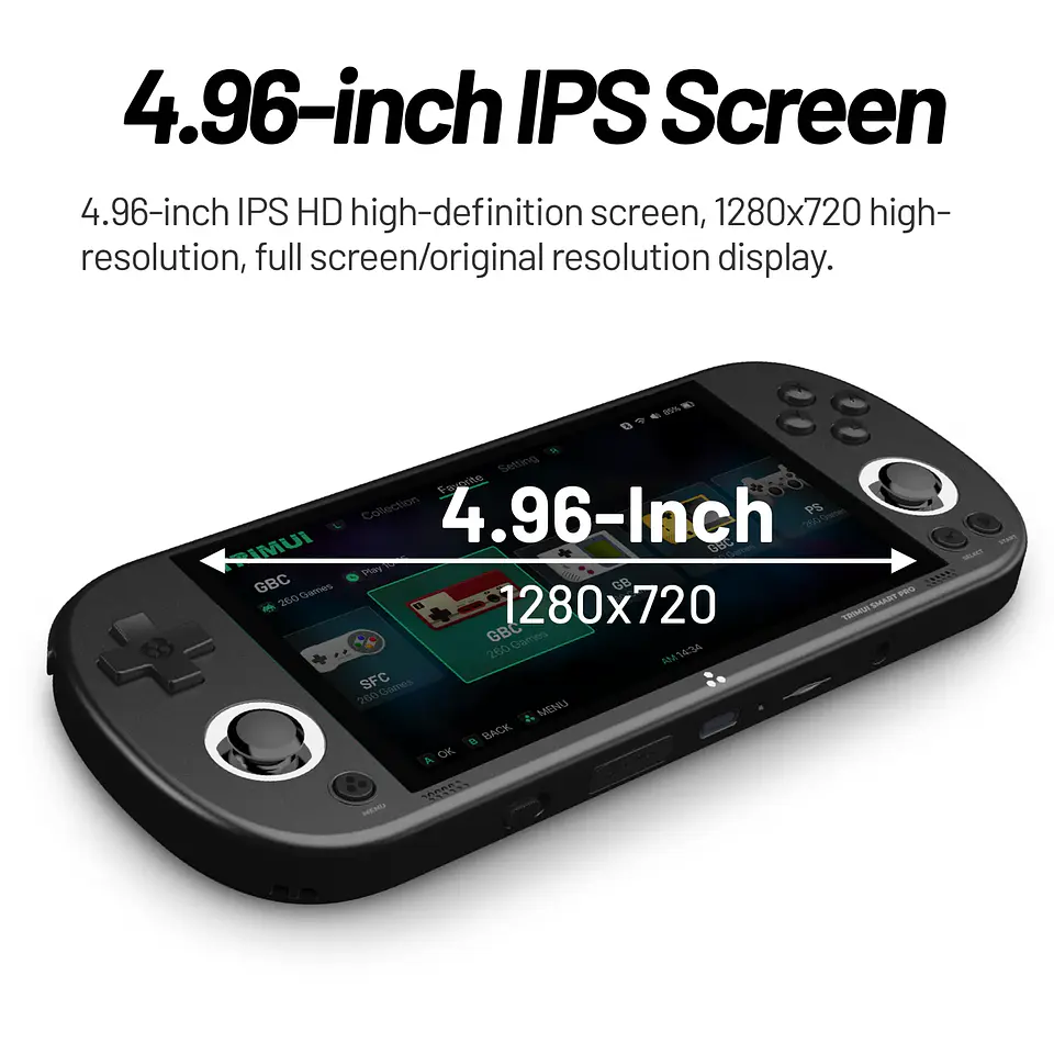 TRIMUI SMART PRO Consola Portátil Retro de Código Abierto Linux con Pantalla IPS de 4.96 Pulgadas, Joystick Hall, Luz Ambiental RGB, Emulador, Regalo 5