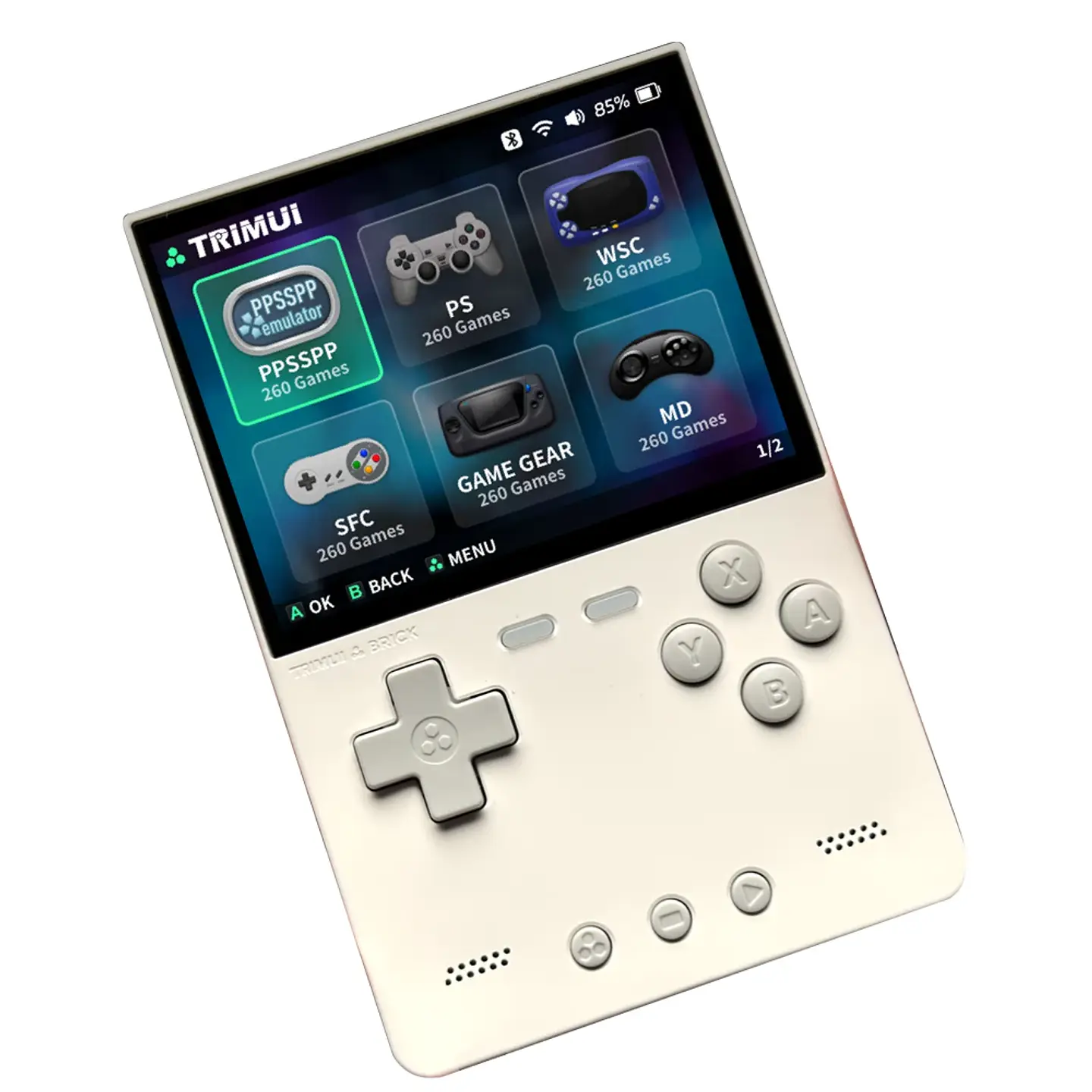 Consola de juegos portátil TRIMUI BRICK Retro, reproductor de videojuegos portátil de 3,2 pulgadas, sistema Linux, placa trasera de Metal, botón L1 R1 gratis 7