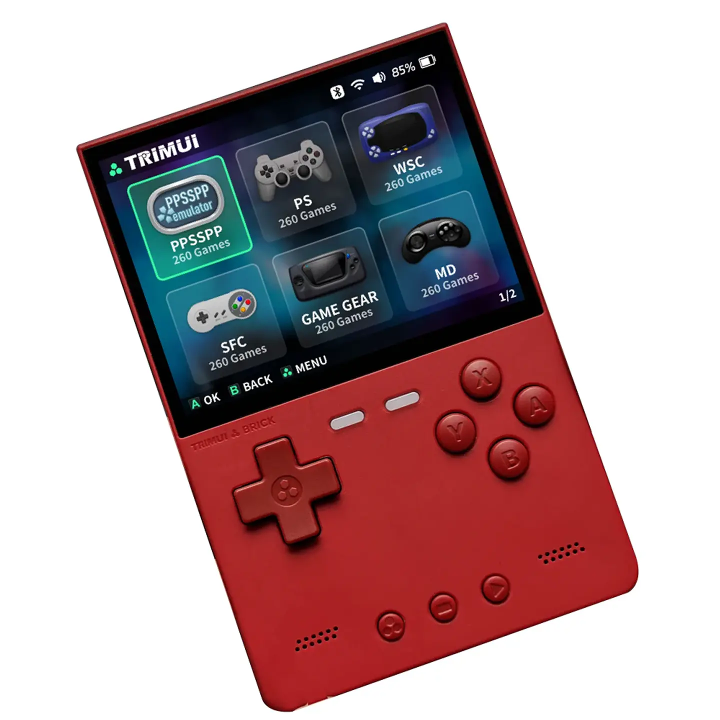 Consola de juegos portátil TRIMUI BRICK Retro, reproductor de videojuegos portátil de 3,2 pulgadas, sistema Linux, placa trasera de Metal, botón L1 R1 gratis 9