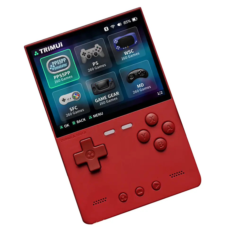 Consola de juegos portátil TRIMUI BRICK Retro, reproductor de videojuegos portátil de 3,2 pulgadas, sistema Linux, placa trasera de Metal, botón L1 R1 gratis 9
