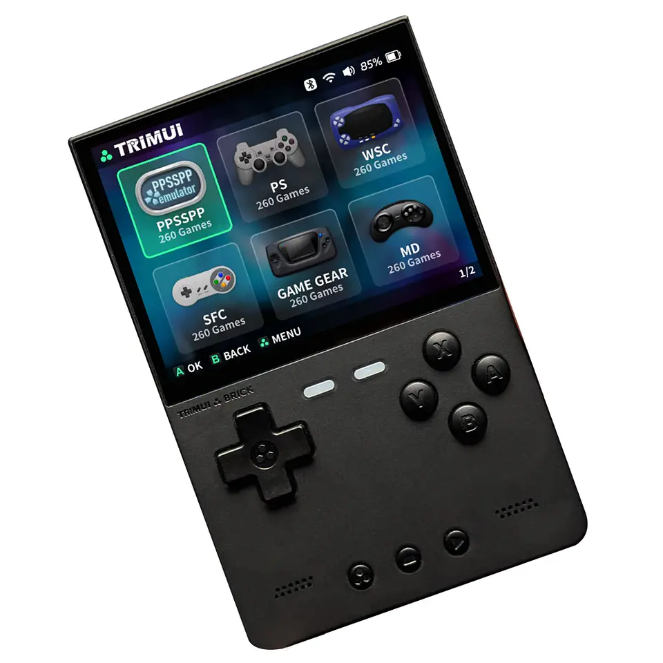 Consola de juegos portátil TRIMUI BRICK Retro, reproductor de videojuegos portátil de 3,2 pulgadas, sistema Linux, placa trasera de Metal, botón L1 R1 gratis 10