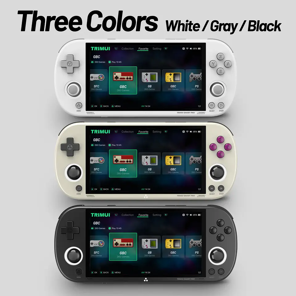 TRIMUI SMART PRO Consola Portátil Retro de Código Abierto Linux con Pantalla IPS de 4.96 Pulgadas, Joystick Hall, Luz Ambiental RGB, Emulador, Regalo 13