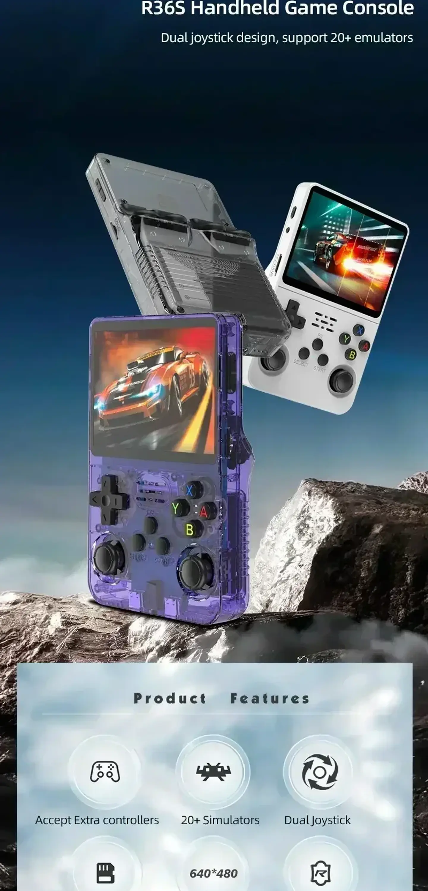 Consola de juegos portátil retro R36S: pantalla IPS de 3,5 pulgadas, 64 GB/128 GB/256 GB, dispositivo de juego portátil con juegos integrados 30