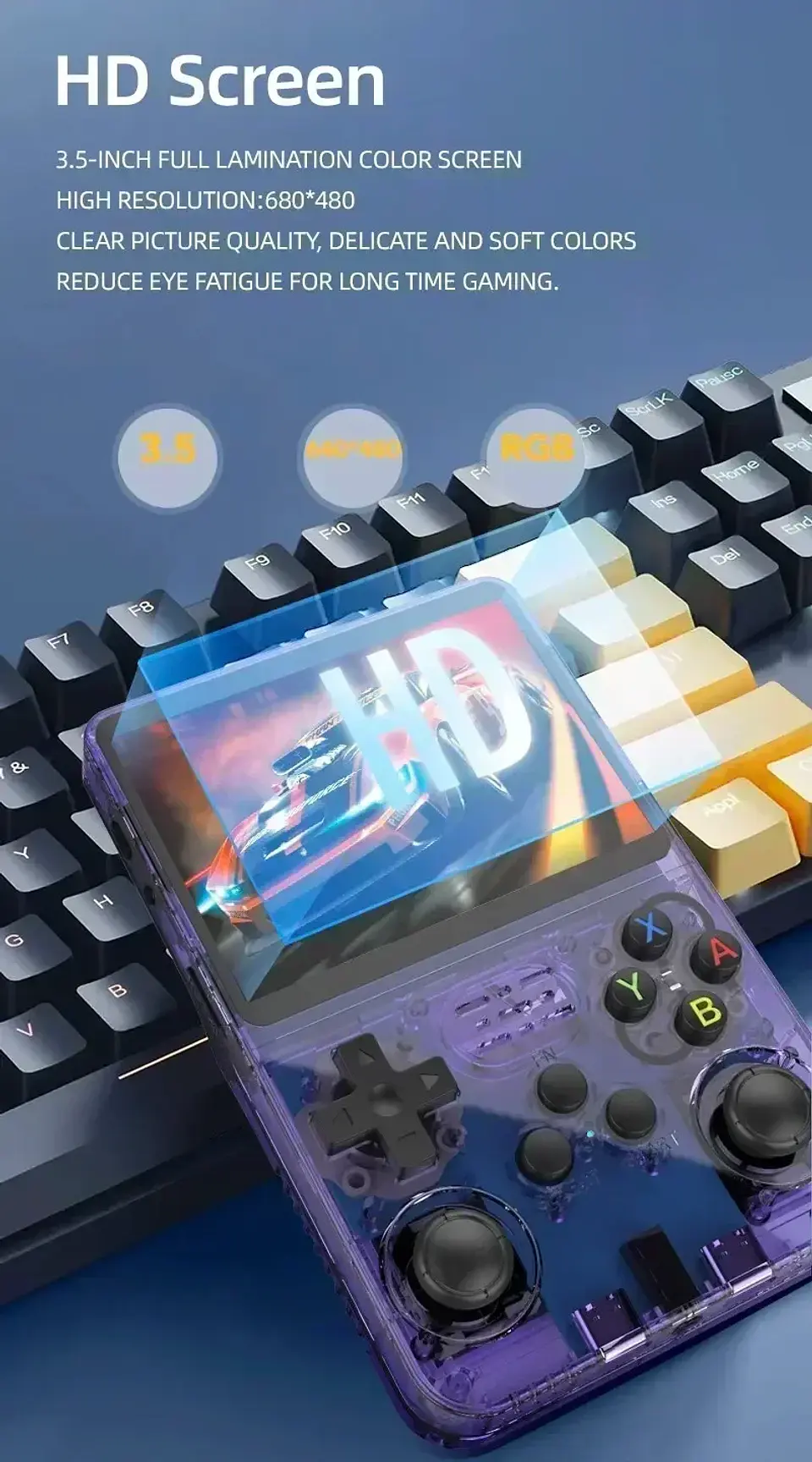Consola de juegos portátil retro R36S: pantalla IPS de 3,5 pulgadas, 64 GB/128 GB/256 GB, dispositivo de juego portátil con juegos integrados 35