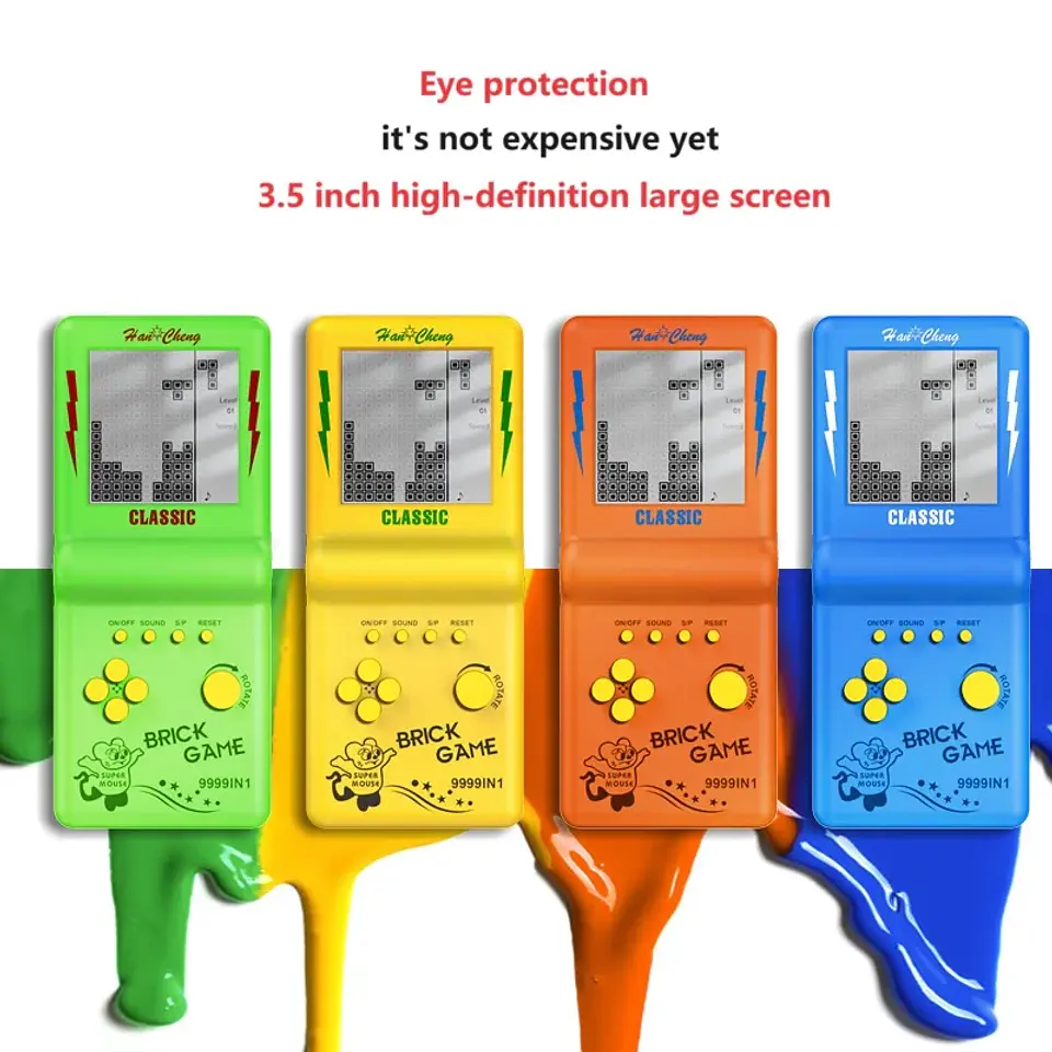 Consola de juegos Tetris de pantalla grande, consola de juegos portátil Retro nostálgica clásica 8090, juguetes electrónicos 2