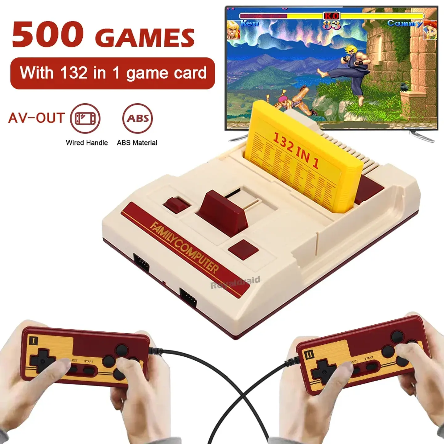 Consola de videojuegos de 8 bits integrada en 500 juegos clásicos, consola de juegos de TV para ordenador familiar, compatible con cartucho de juego para juegos Retro FC 1
