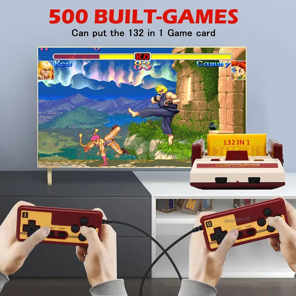 Consola de videojuegos de 8 bits integrada en 500 juegos clásicos, consola de juegos de TV para ordenador familiar, compatible con cartucho de juego para juegos Retro FC 2