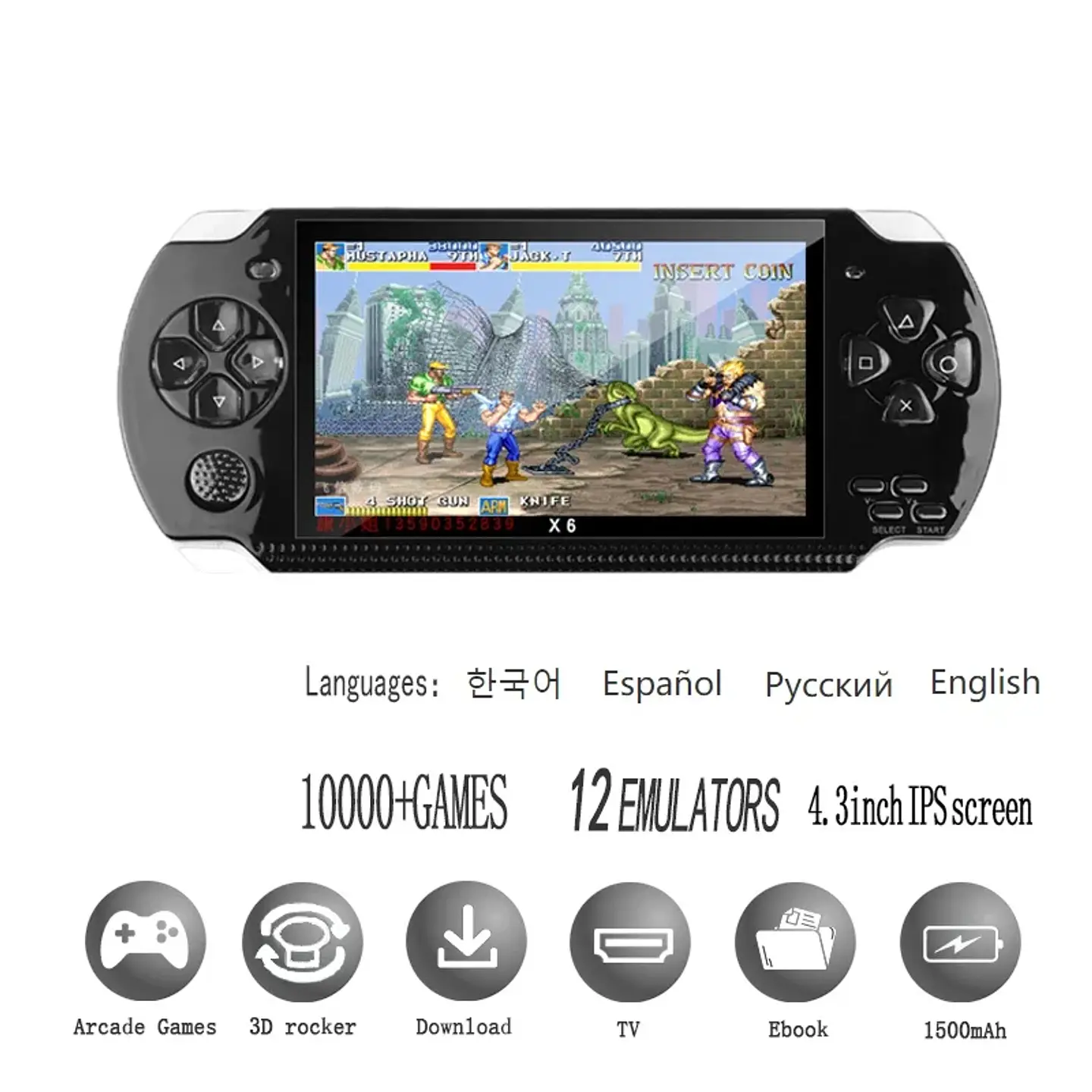 Consola PSP 3000 X6, 12 tipos de simuladores, 10000 juegos Arcade, consola Arcade Retro, pantalla Ips de 4,3 pulgadas, videojuego, juguete para regalo 2