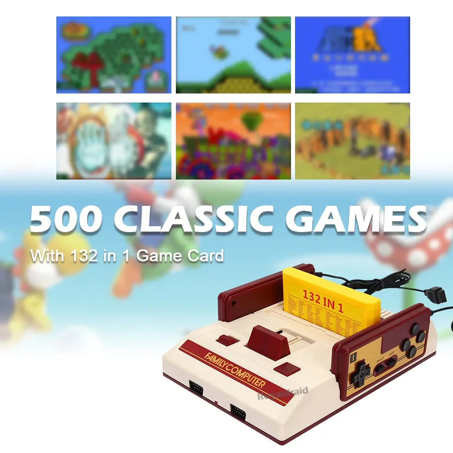 Consola de videojuegos de 8 bits integrada en 500 juegos clásicos, consola de juegos de TV para ordenador familiar, compatible con cartucho de juego para juegos Retro FC 4