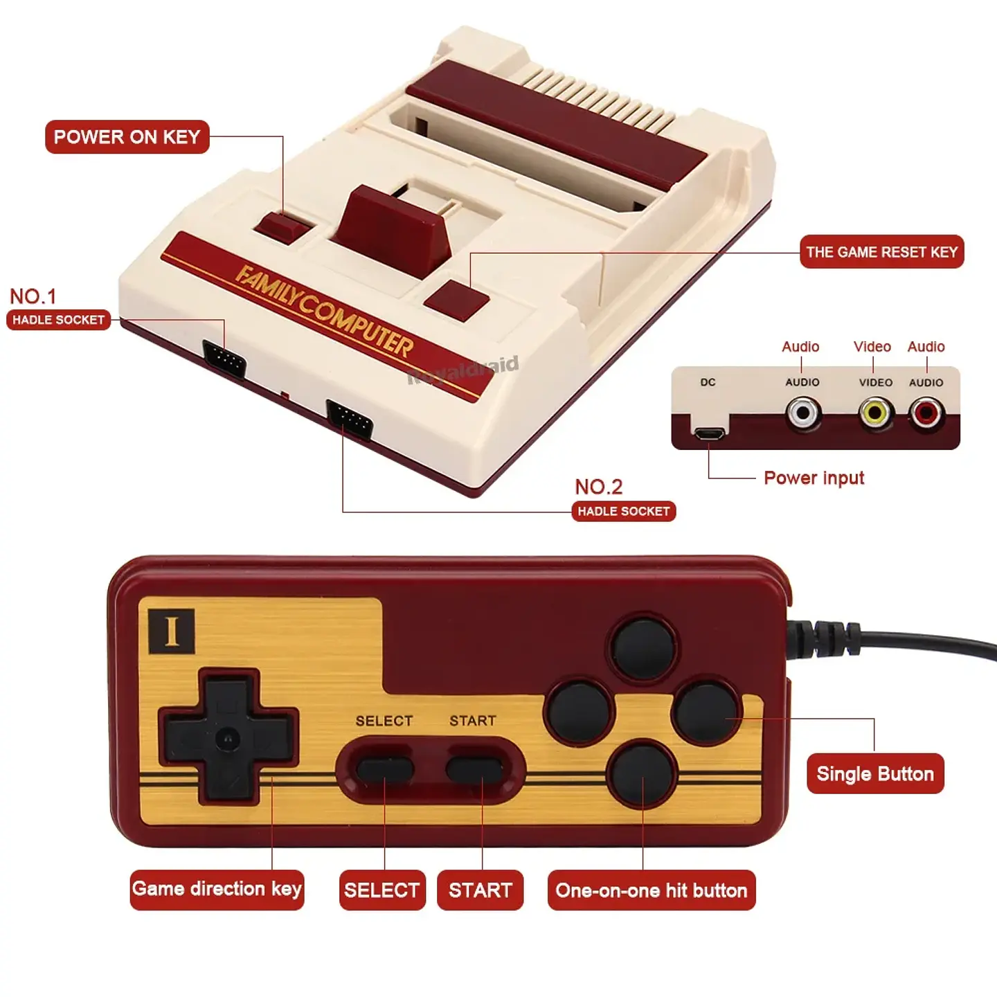 Consola de videojuegos de 8 bits integrada en 500 juegos clásicos, consola de juegos de TV para ordenador familiar, compatible con cartucho de juego para juegos Retro FC 6