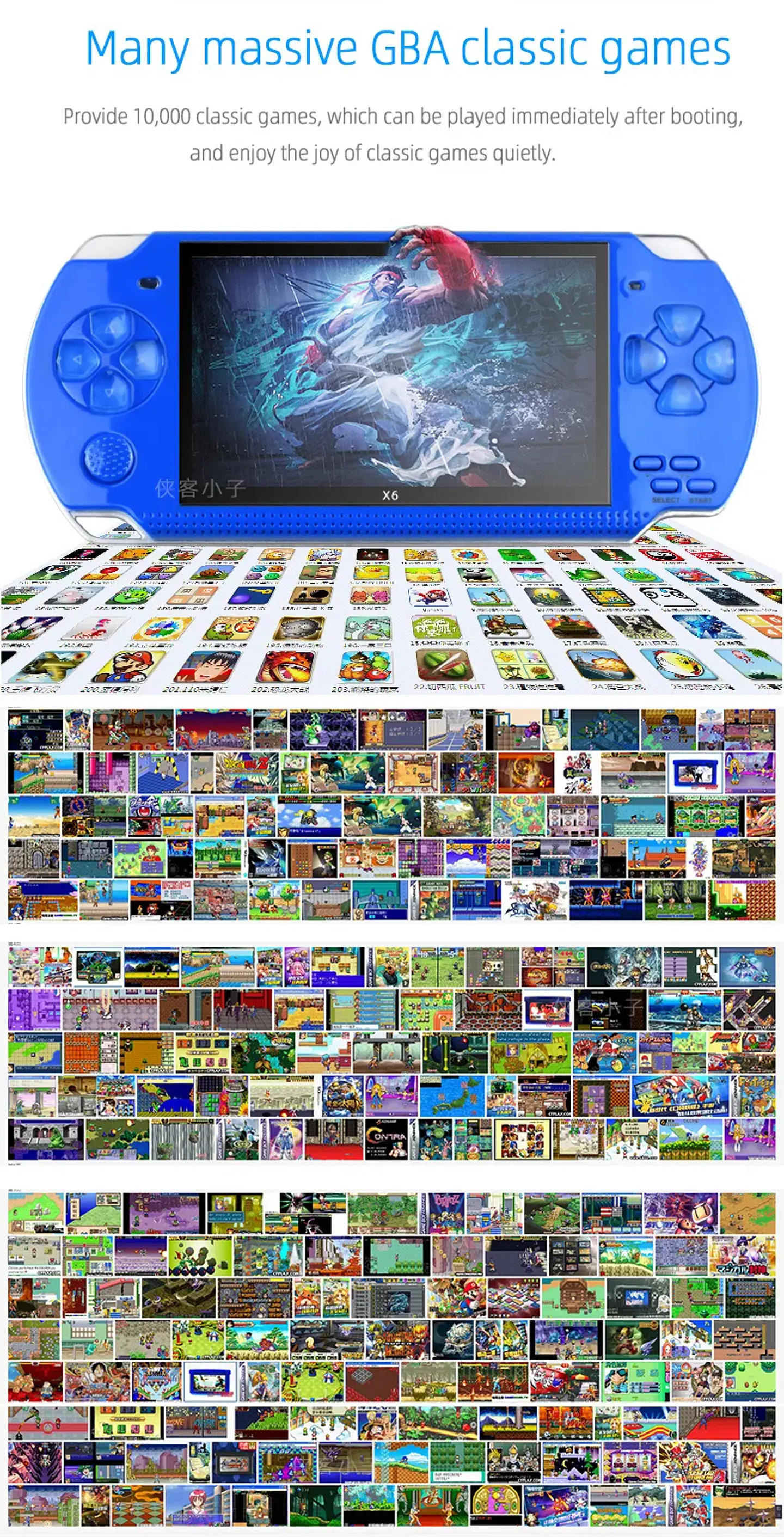Consola PSP 3000 X6, 12 tipos de simuladores, 10000 juegos Arcade, consola Arcade Retro, pantalla Ips de 4,3 pulgadas, videojuego, juguete para regalo 14