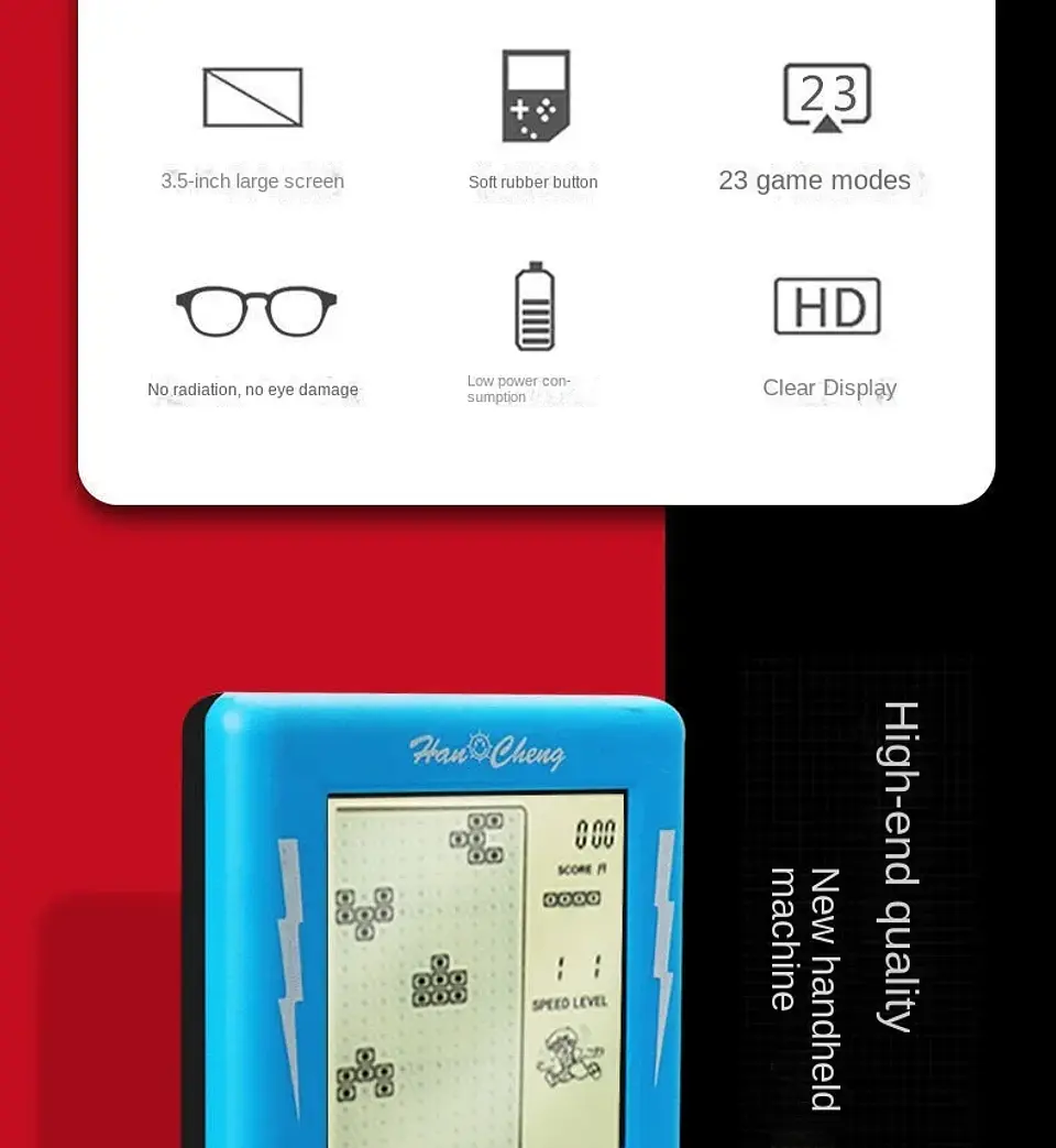 Consola de juegos Tetris de pantalla grande, consola de juegos portátil Retro nostálgica clásica 8090, juguetes electrónicos 13